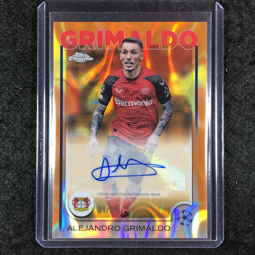 2024-25 Topps Chrome UEFA Club Comp ALEJANDRO GRIMALDO Auto Orange Lava 1/25