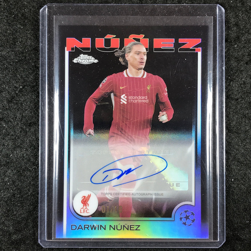 2024-25 Topps Chrome UEFA Club Comp DARWIN NUNEZ Chrome Auto Black 1/10