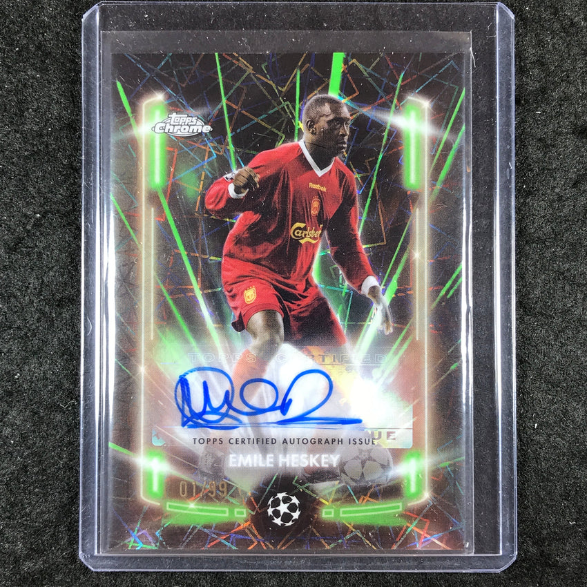 2024-25 Topps Chrome UEFA Club Comp EMILE HESKEY Black Lazer Auto Green 1/99