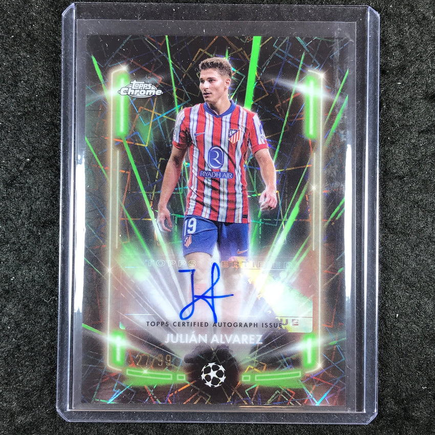 2024-25 Topps Chrome UEFA Club Comp JULIAN ALVAREZ Black Lazer Auto Green 27/99