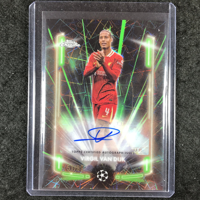 2024-25 Topps Chrome UEFA Club Comp VIRGIL VAN DIJK Black Lazer Auto Green 51/99