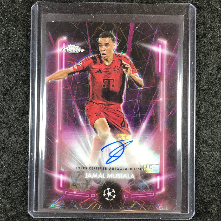2024-25 Topps Chrome UEFA Club Comp JAMAL MUSIALA Black Lazer Auto Magenta 62/75