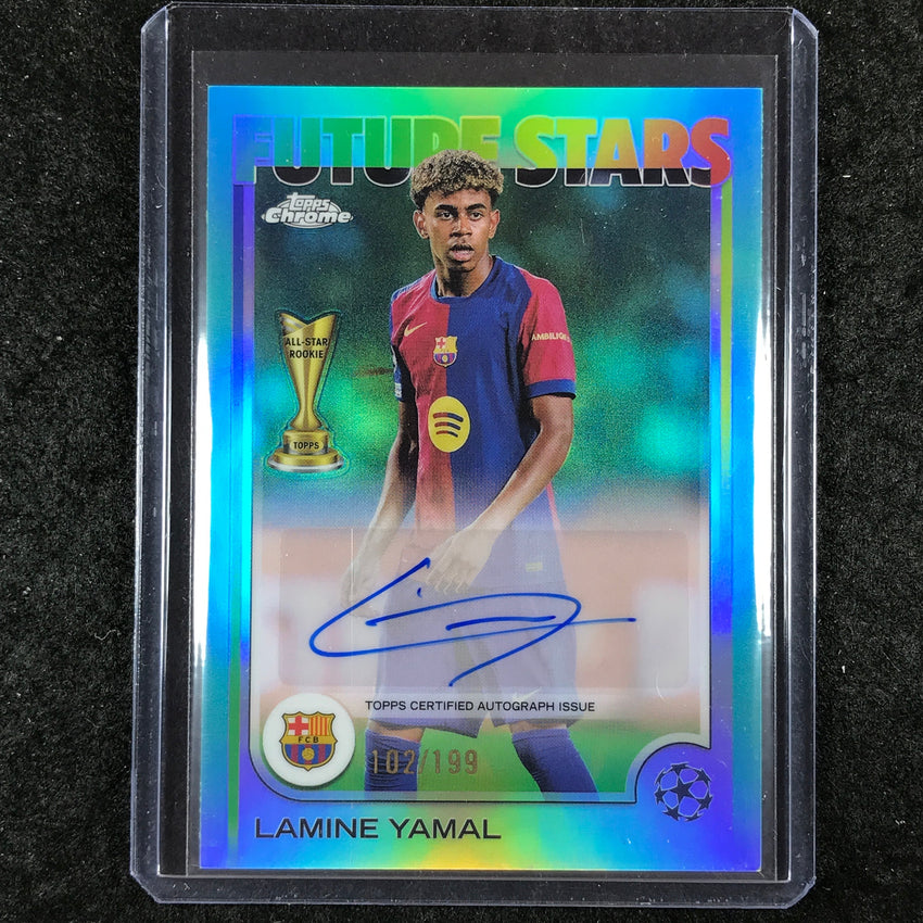 2024-25 Topps Chrome UEFA Club Comp LAMINE YAMAL Future Stars Auto Aqua 102/199