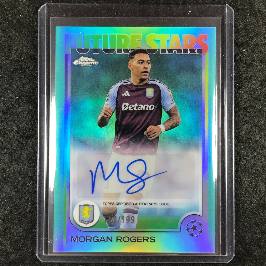 2024-25 Topps Chrome UEFA Club Comp MORGAN ROGERS Future Stars Auto Aqua 123/199