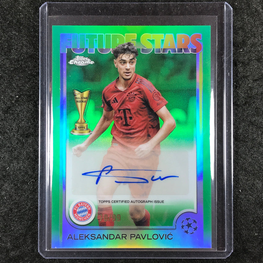 2024-25 Topps Chrome UEFA Club Comp ALEKSANDAR PAVLOVIC Future Stars Auto 70/99