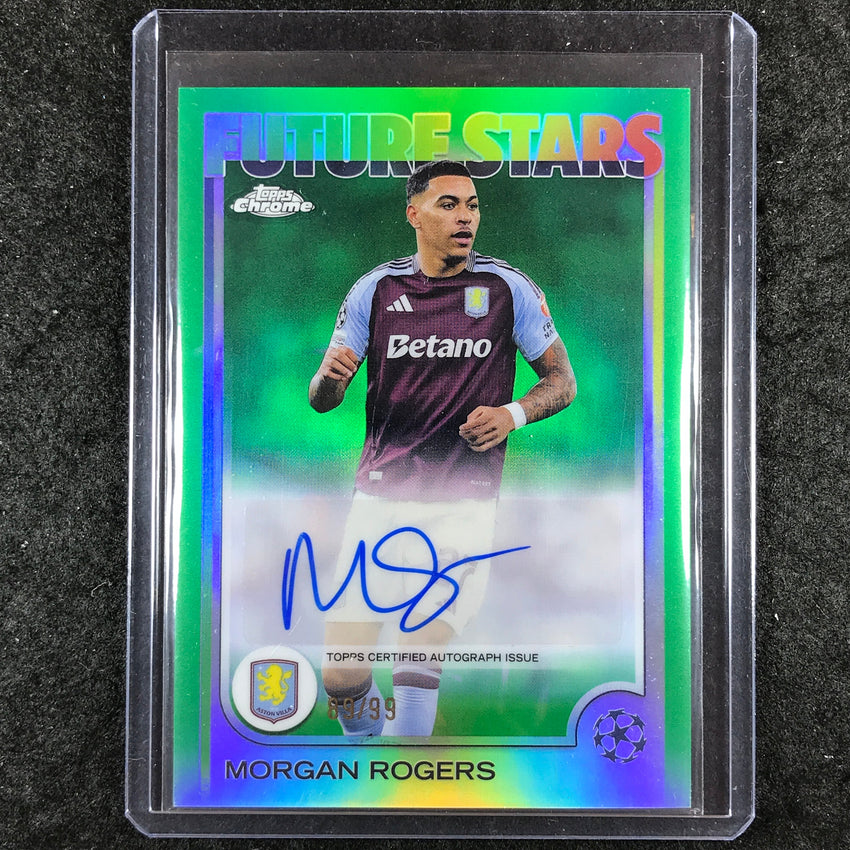 2024-25 Topps Chrome UEFA Club Comp MORGAN ROGERS Future Stars Auto Green 89/99