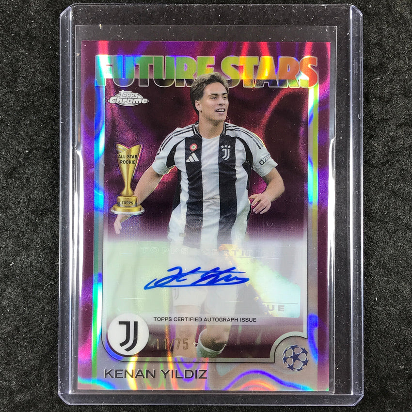 2024-25 Topps Chrome UEFA Club Comp KENAN YILDIZ Future Stars Auto Magenta 11/75