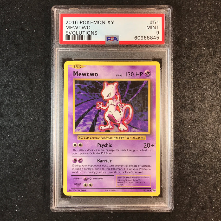 PSA 9 Mewtwo - 51/108 - Rare 2016 XY Evolutions 845
