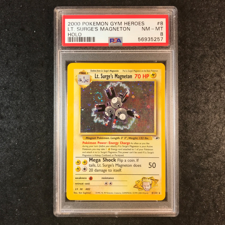 PSA 8 Lt.Surge's Magneton - 8/132 - 2000 Holo Gym Heroes Unlimited 257