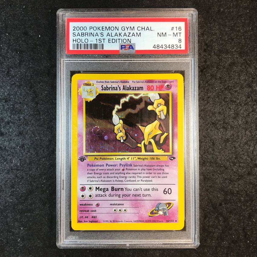 PSA 8 Sabrina's Alakazam - 16/132 - 2000 Holo Gym Challenge 1st Edition 834