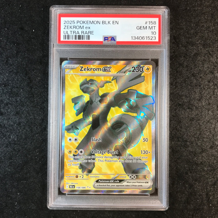 PSA 10 Zekrom ex - 158/086 - Full Art Ultra Pokemon Black Bolt 523