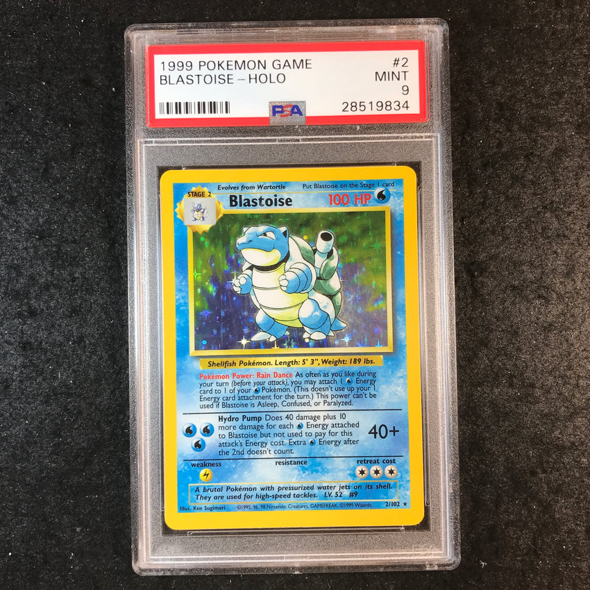 PSA 9 Blastoise - 2/102 - Holo 1999 Base Set Unlimited (Pokemon Game) 834
