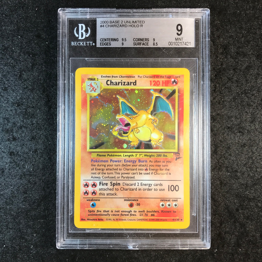 BGS 9 Charizard - 4/130 - Pokemon 2000 Holo Base Set 2 (421)