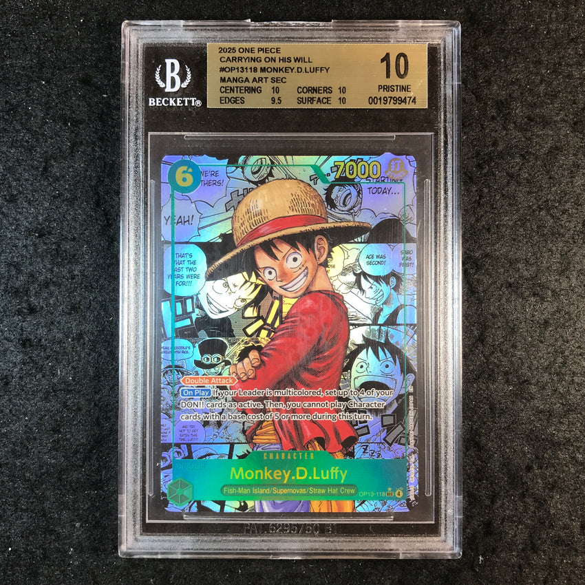 BGS 10 Monkey.D.Luffy OP13-118 - Manga One Piece OP-13 Carrying On His Will 474