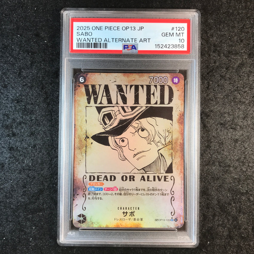 JAPANESE PSA 10 Sabo - SP OP13-120 SEC - Wanted Poster Alternate Art 858