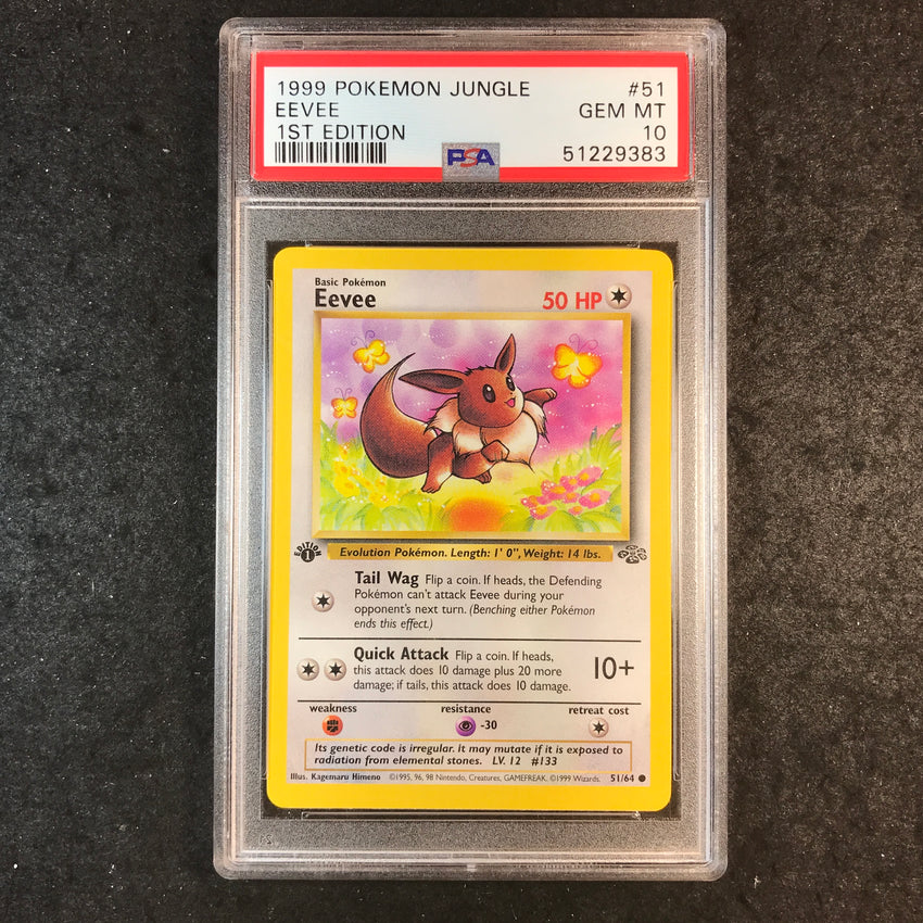 PSA 10 Eevee - 51/64 - Pokemon 1999 Jungle 1st Edition 383