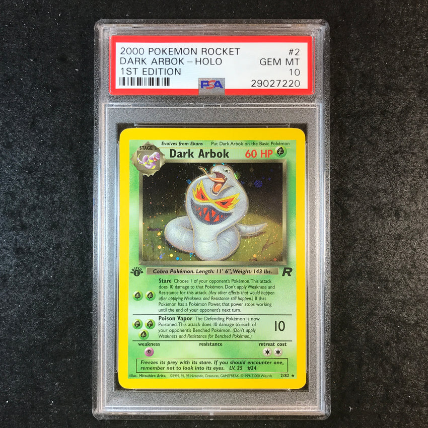 PSA 10 Dark Arbok - 2/82 - 2000 Holo Rocket 1st Edition 220