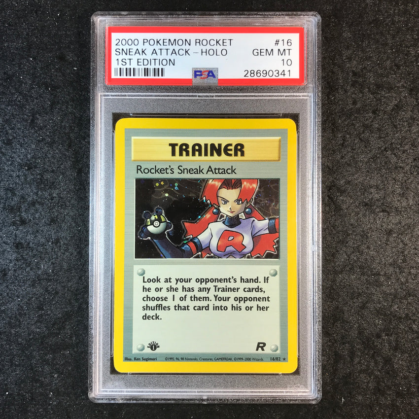 PSA 10 Rocket's Sneak Attack - 16/82 - 2000 Holo Rocket 1st Edition 341