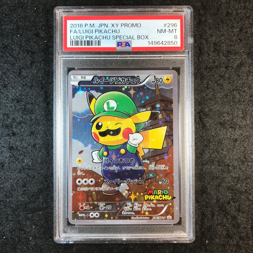 JAPANESE PSA 8 Luigi Pikachu - 296/XY-P - Luigi Special Box Promo 850