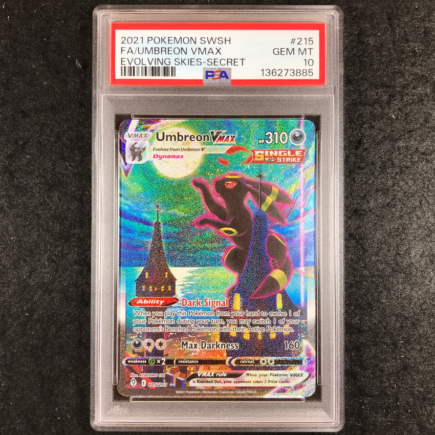 PSA 10 Umbreon VMAX - 215/203 - Alternate Art Secret Pokemon Evolving Skies 885
