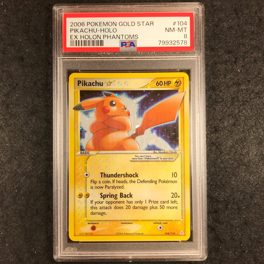 PSA 8 Pikachu Gold Star - 104/110 - Pokemon 2006 EX Holon Phantoms 578