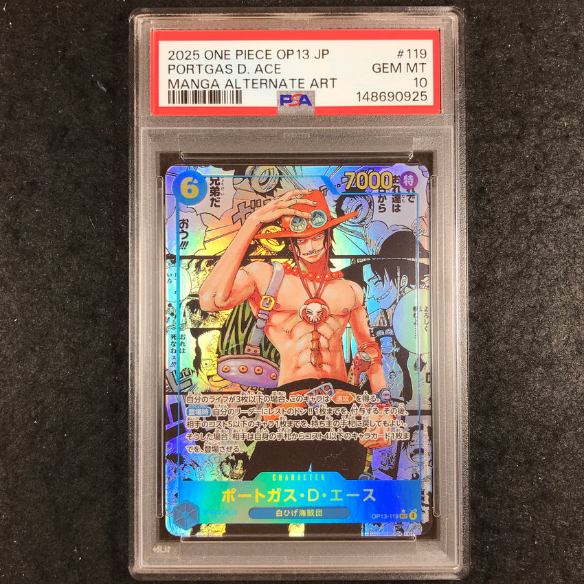 PSA 10 Portgas.D.Ace OP13-119 SEC - Manga JPN One Piece Carrying on his Will 925