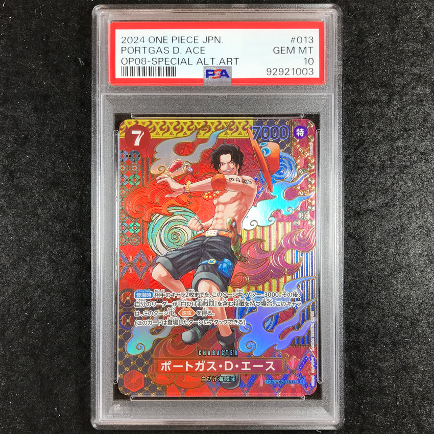 PSA 10 Portgas.D.Ace OP02-013 SR - SP JPN One Piece OP-08 Two Legends 003
