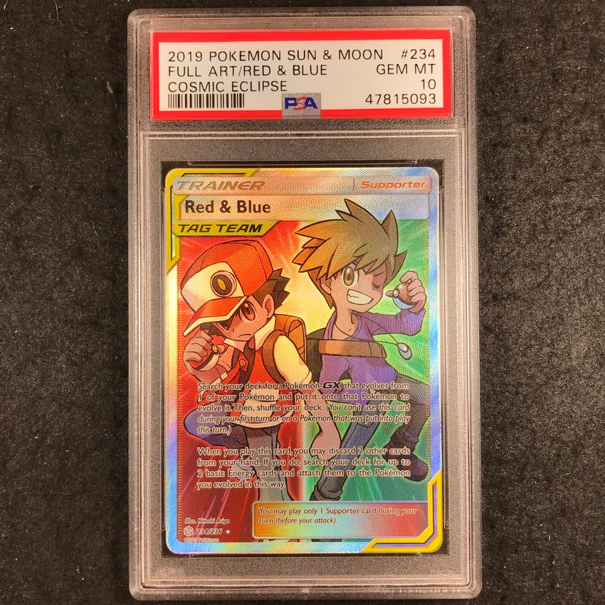 PSA 10 Red & Blue - 234/236 - Full Art Ultra Pokemon Cosmic Eclipse 093