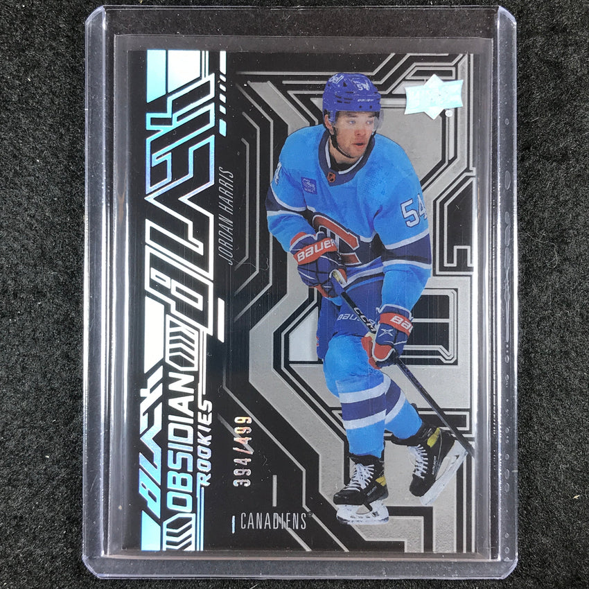 2022-23 SPx NHL JORDAN HARRIS UD Black Obsidian Rookie Base 394/499 #26