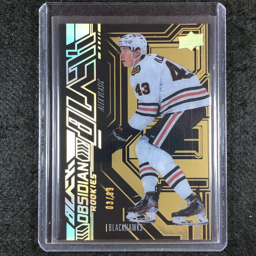 2022-23 SPx NHL ALEX VLASIC UD Black Obsidian Rookie Gold 3/99 #28