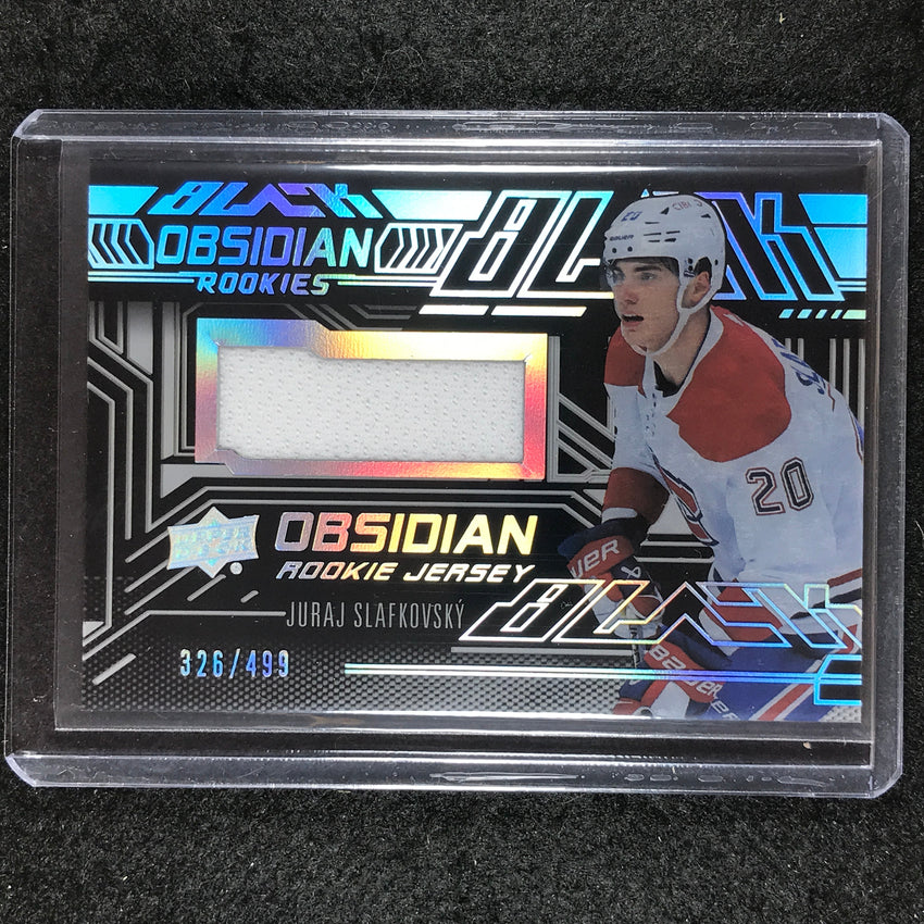 2022-23 SPx NHL JURAJ SLAFKOVSKY UD Black Obsidian Rookie Jersey 326/499