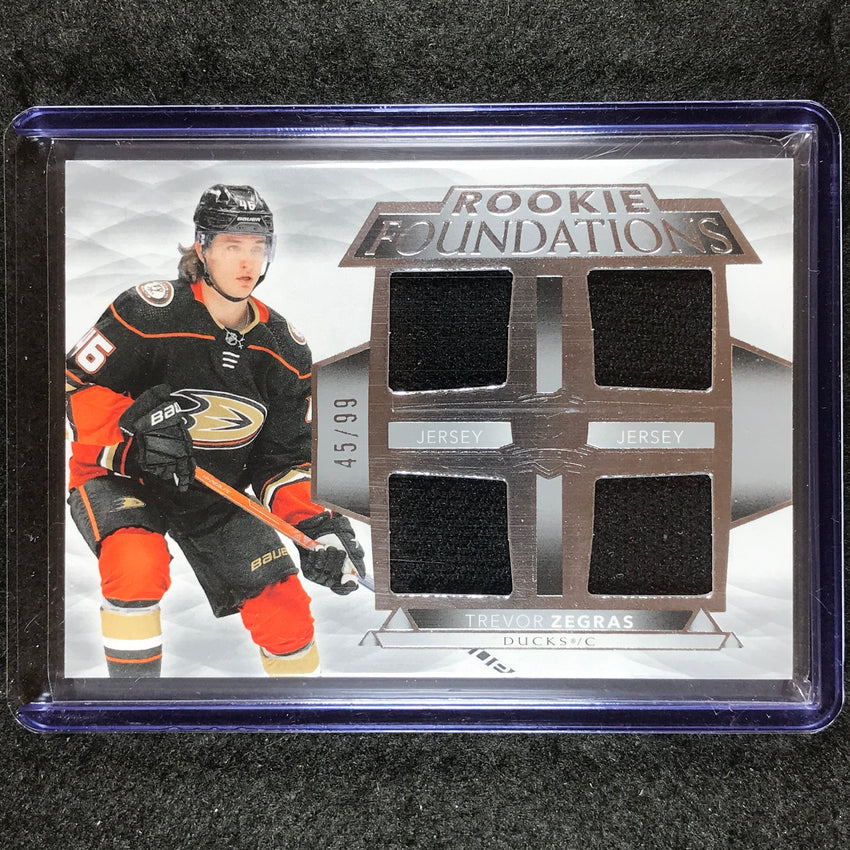 2021-22 The Cup Hockey TREVOR ZEGRAS Rookie Foundations Quad Jersey Relic 45/99