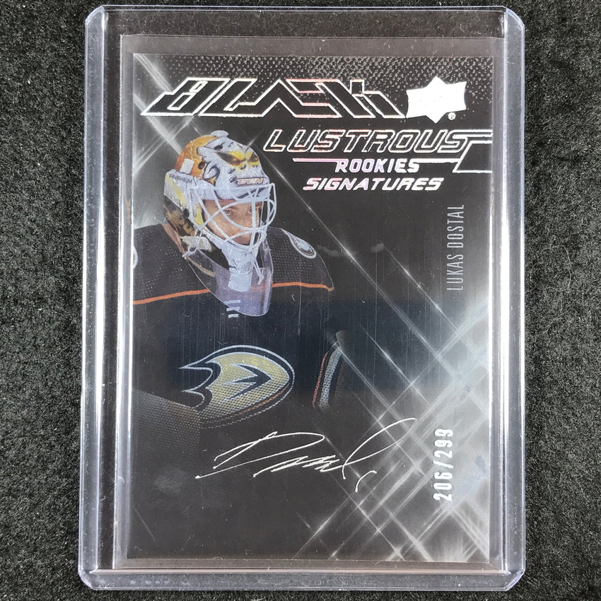 2022-23 SPx NHL LUKAS DOSTAL UD Black Lustrous Rookie Signatures Auto 206/299