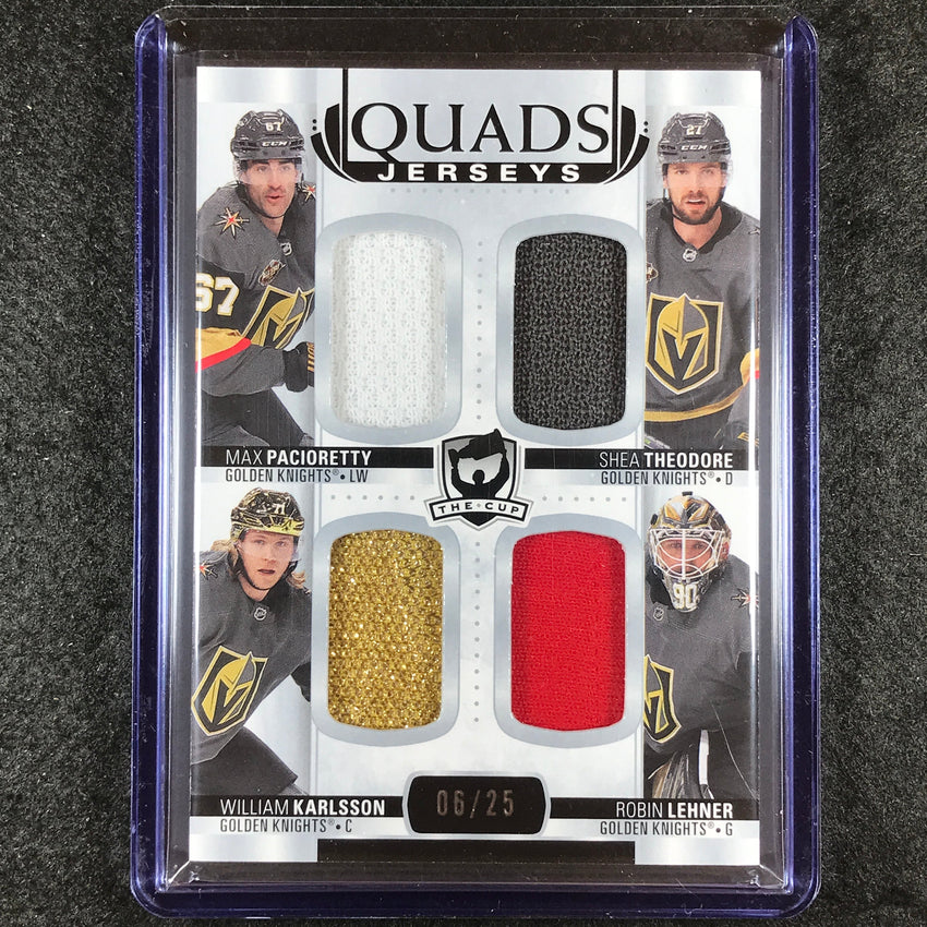 2021-22 The Cup Hockey PACIORETTY LEHNER THEODORE KARLSSON Cup Quads Jersey 6/25