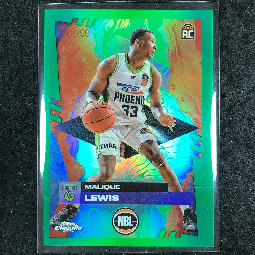 2024-25 Topps Chrome NBL MALIQUE LEWIS Rookie Base Green 2/99 #71