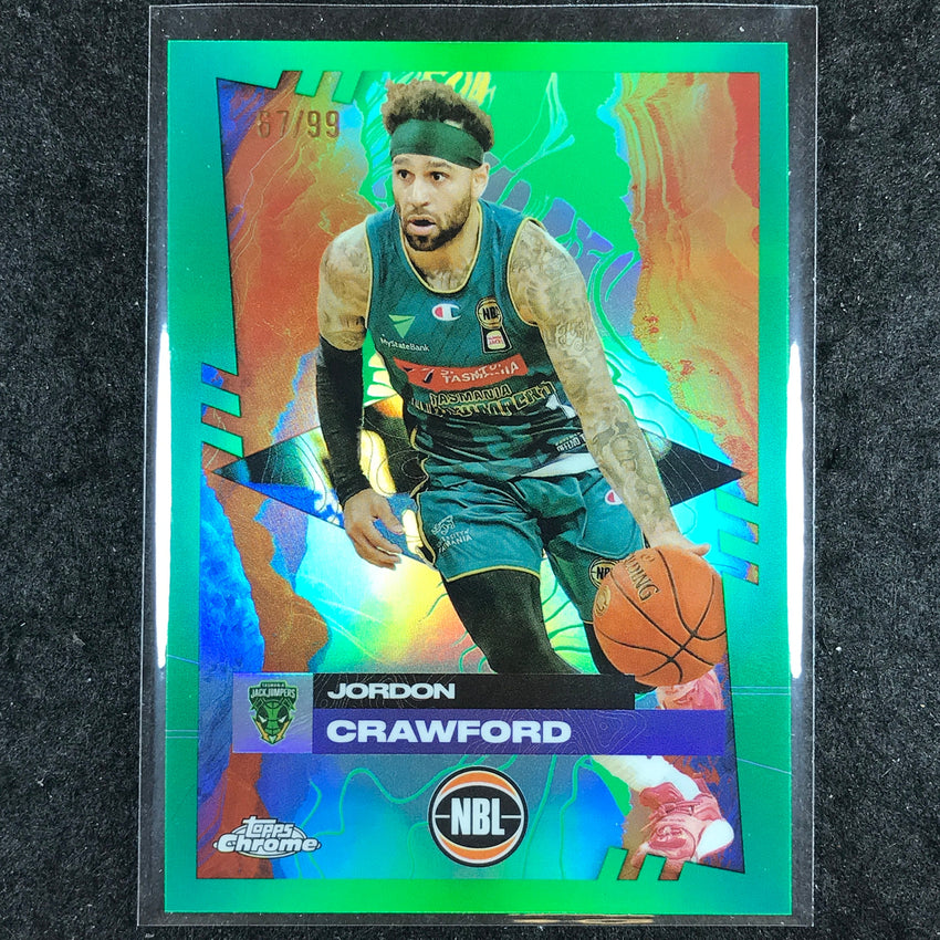 2024-25 Topps Chrome NBL JORDAN CRAWFORD Base Green 67/99 #91