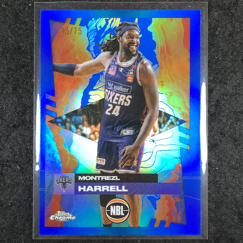 2024-25 Topps Chrome NBL MONTREZL HARRELL Base Blue 35/75 #9