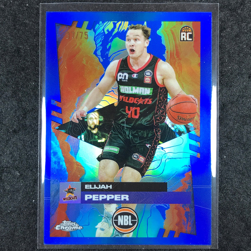 2024-25 Topps Chrome NBL ELIJAH PEPPER Rookie Base Blue 37/75 #70