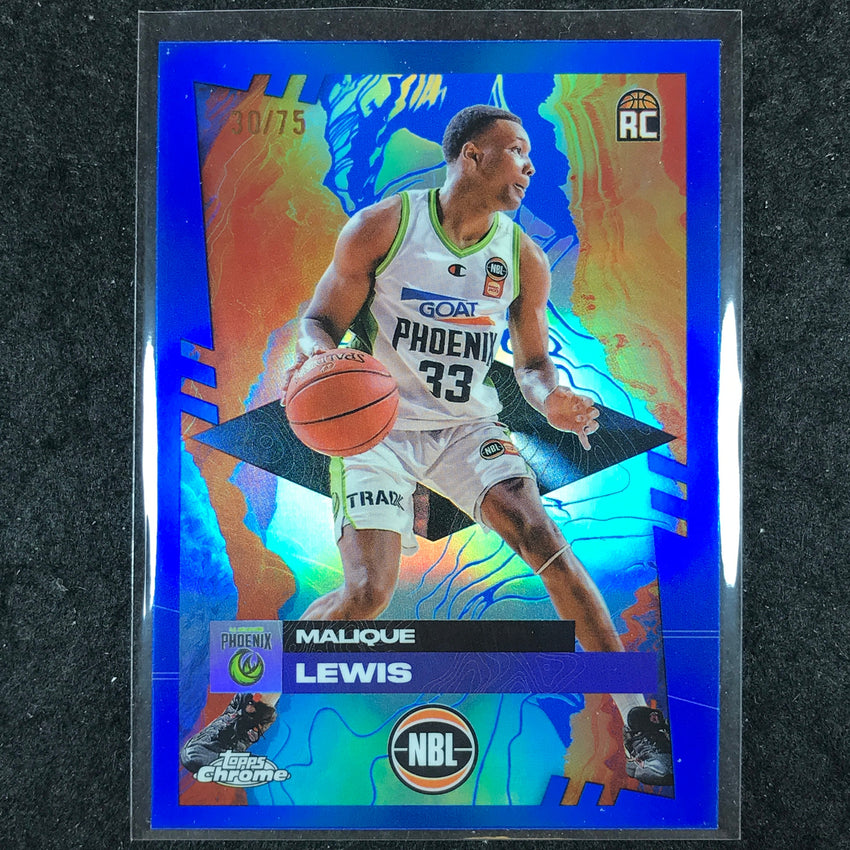 2024-25 Topps Chrome NBL MALIQUE LEWIS Rookie Base Blue 30/75 #71