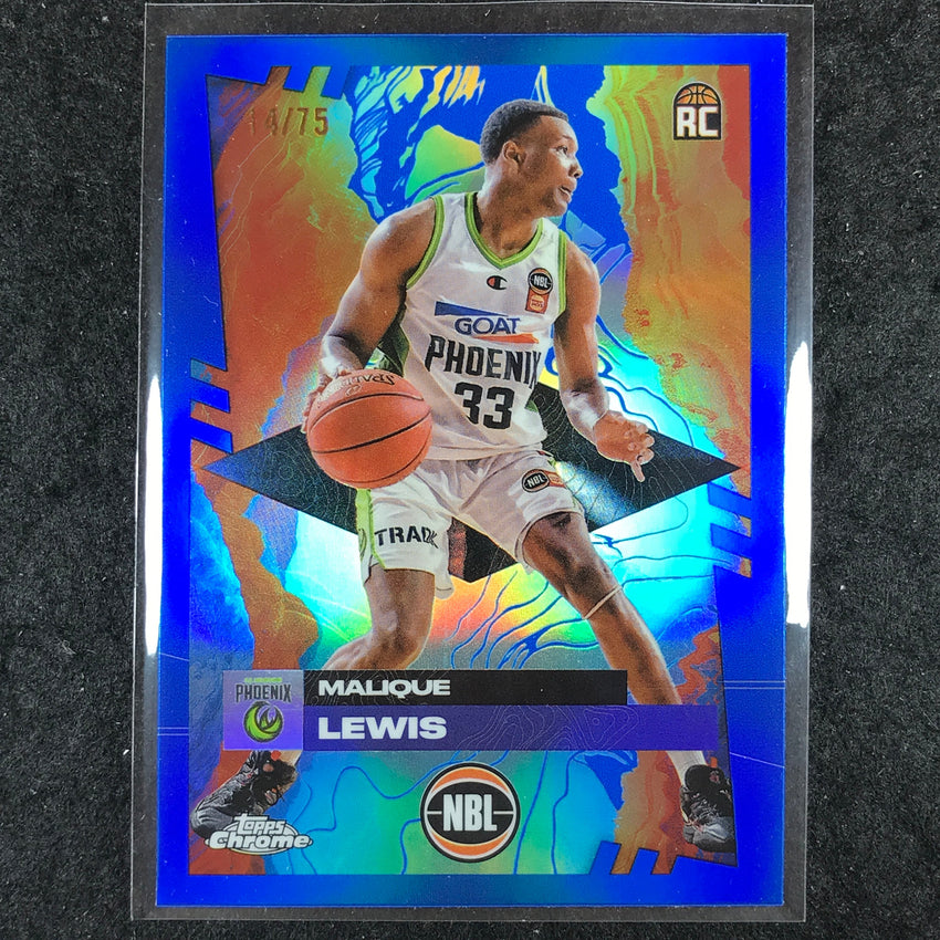 2024-25 Topps Chrome NBL MALIQUE LEWIS Rookie Base Blue 14/75 #71