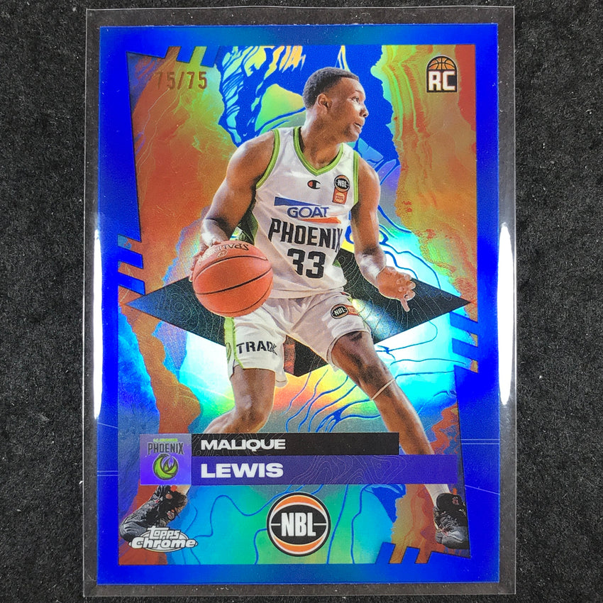 2024-25 Topps Chrome NBL MALIQUE LEWIS Rookie Base Blue 75/75 #71