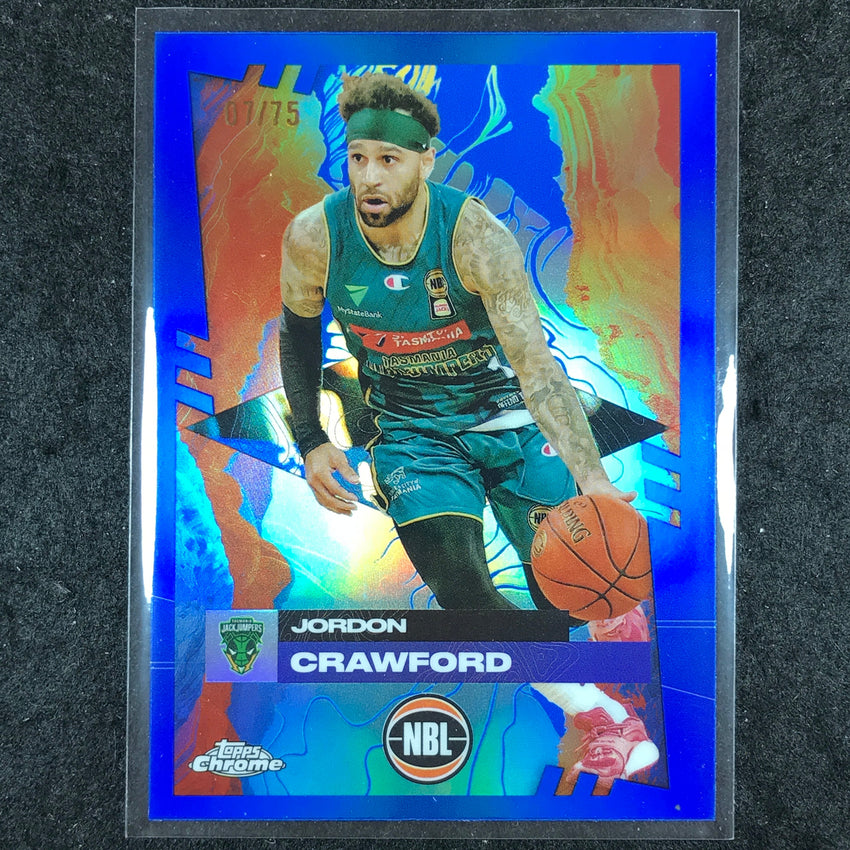 2024-25 Topps Chrome NBL JORDON CRAWFORD Base Blue 7/75 #91