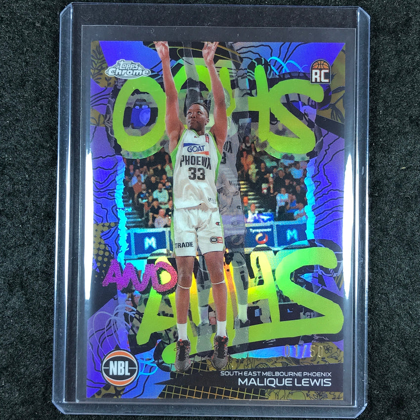 2024-25 Topps Chrome NBL MALIQUE LEWIS Oohs and Ahhs Rookie Gold 1/50 #15