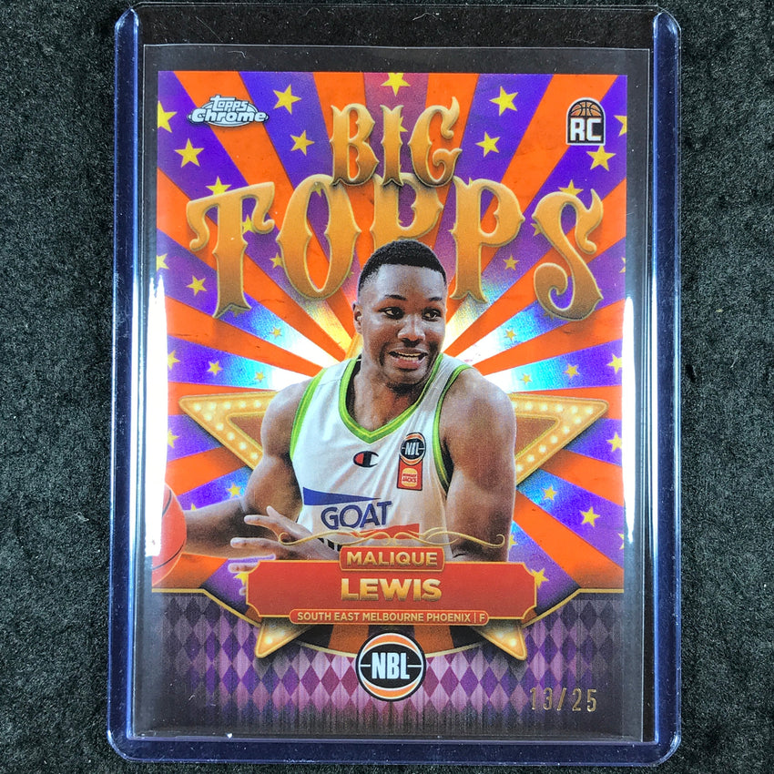 2024-25 Topps Chrome NBL MALIQUE LEWIS Big Topps Rookie Orange 13/25 #8