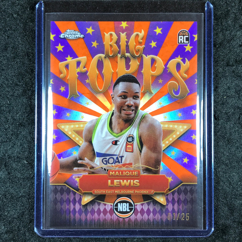 2024-25 Topps Chrome NBL MALIQUE LEWIS Big Topps Rookie Orange 1/25 #8