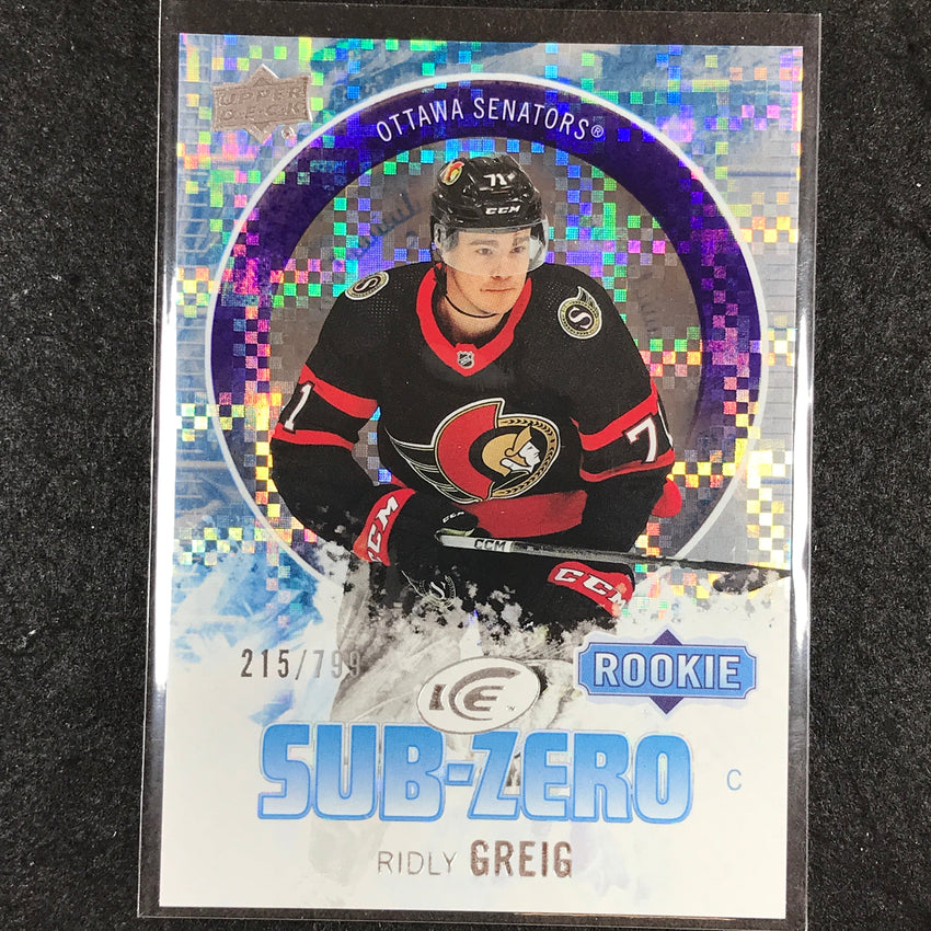 2023-24 UD Ice Hockey RIDLY GREIG Sub Zero Rookie Base 215/799 #