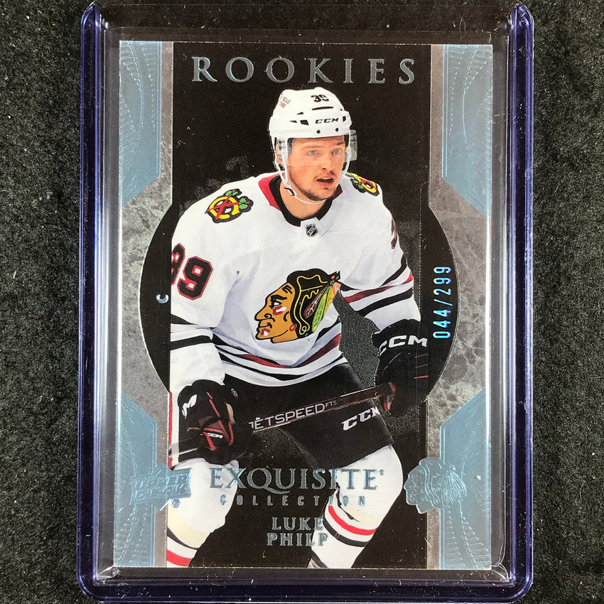 2023-24 UD Ice Hockey LUKE PHILP Exquisite Collection Rookies Blue 44/299