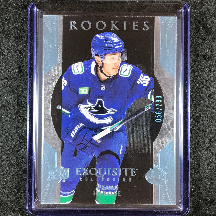 2023-24 UD Ice Hockey AKITO HIROSE Exquisite Collection Rookies Blue 56/299