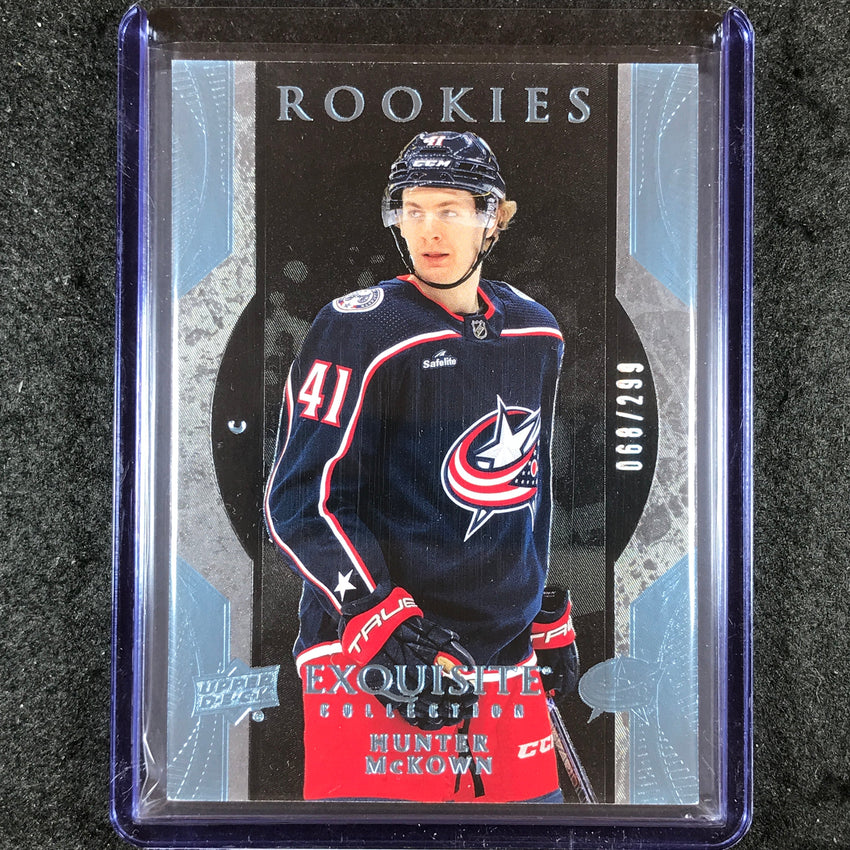 2023-24 UD Ice Hockey HUNTER MCKOWN Exquisite Collection Rookies Blue 68/299