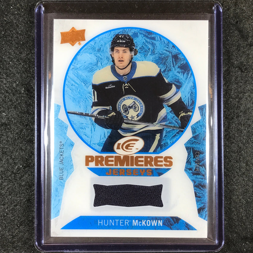 2023-24 UD Ice Hockey HUNTER MCKOWN Ice Premiers Rookie Jersey Relic #HM